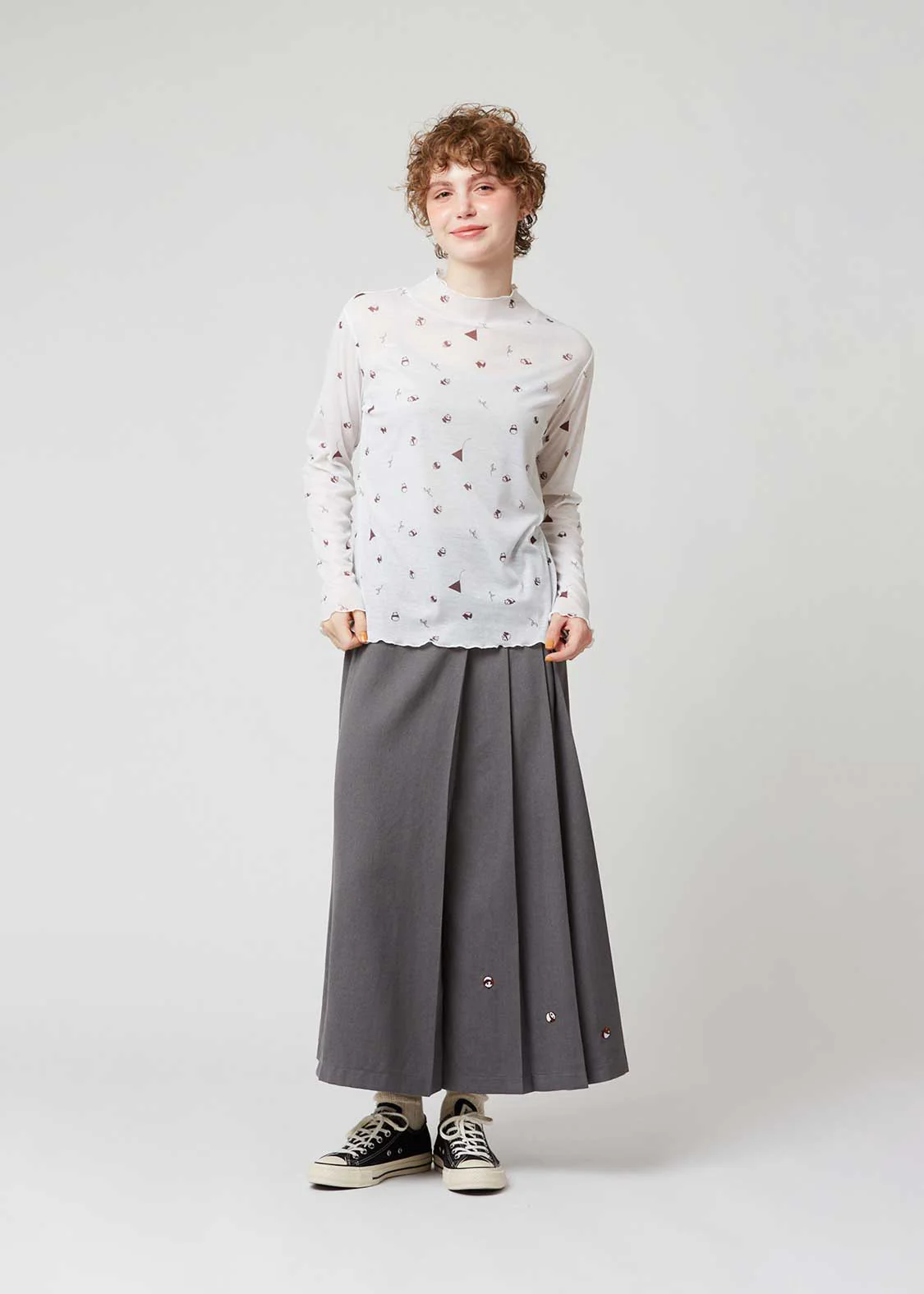 Rolling Pandas Tee | Sheer Mock Neck Top - Image 8