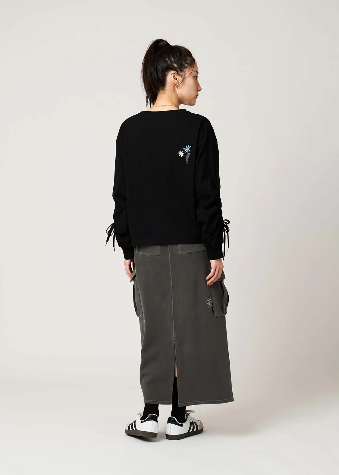 Beautiful Shadow Bloom | Gathered Sleeve Long T-Shirt - Image 10