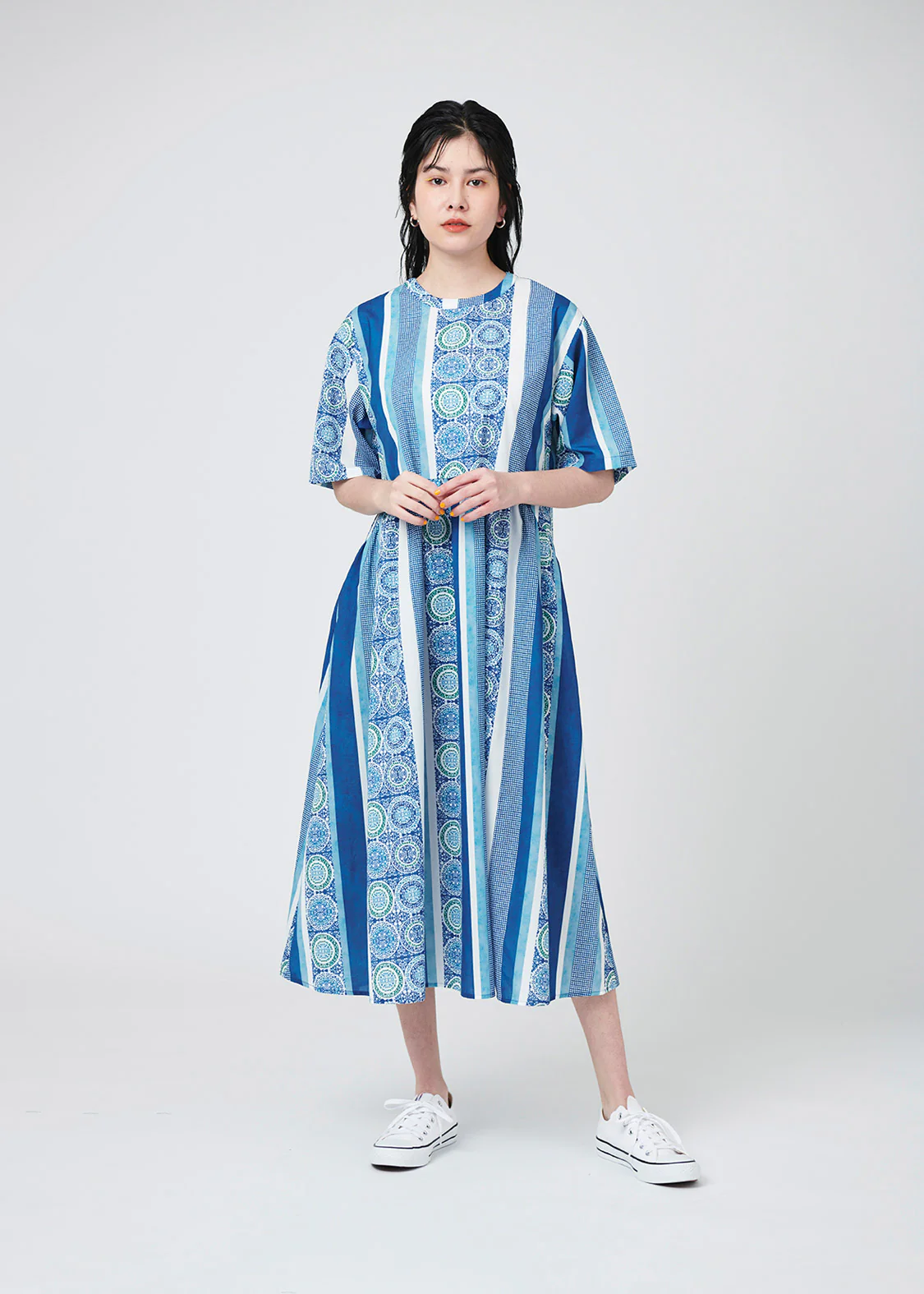 Multi Pattern Short Sleeve Shirt One-Piece (Nostalgic Pottery) - Image 11