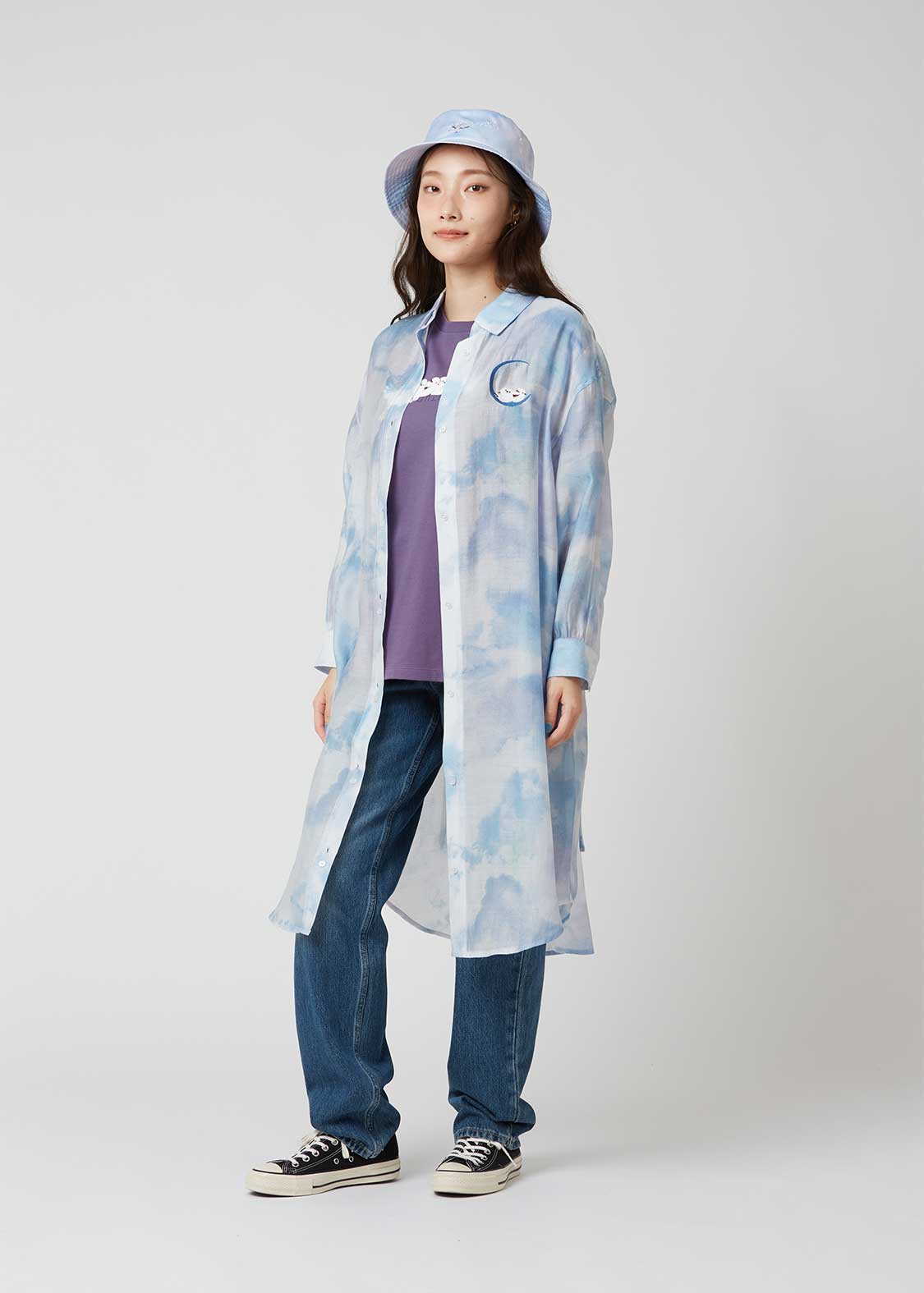 Long Sleeve Sheer Shirt One-Piece (Shimaenaga 2) - Image 9