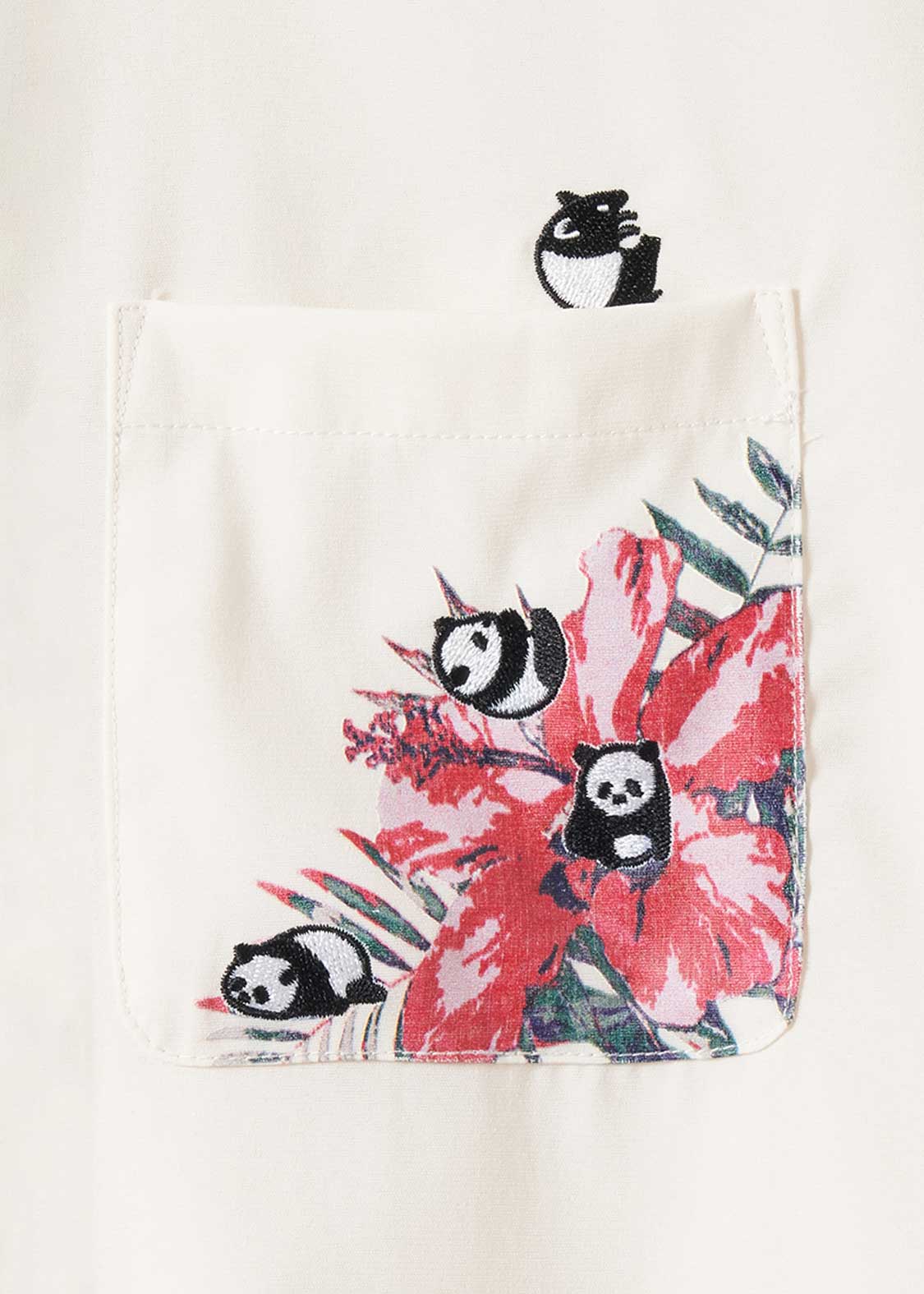 Rolling Pandas Hibiscus | Linen Touch Short Sleeve Shirt Dress - Image 3