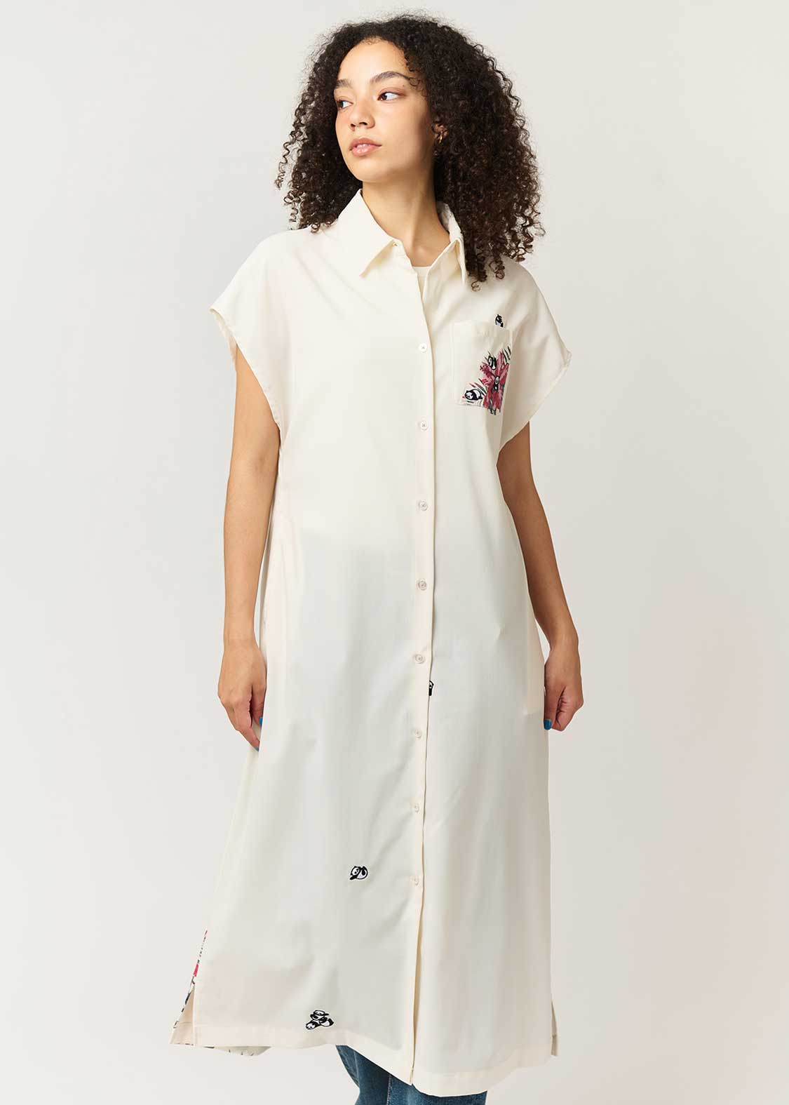 Rolling Pandas Hibiscus | Linen Touch Short Sleeve Shirt Dress - Image 6