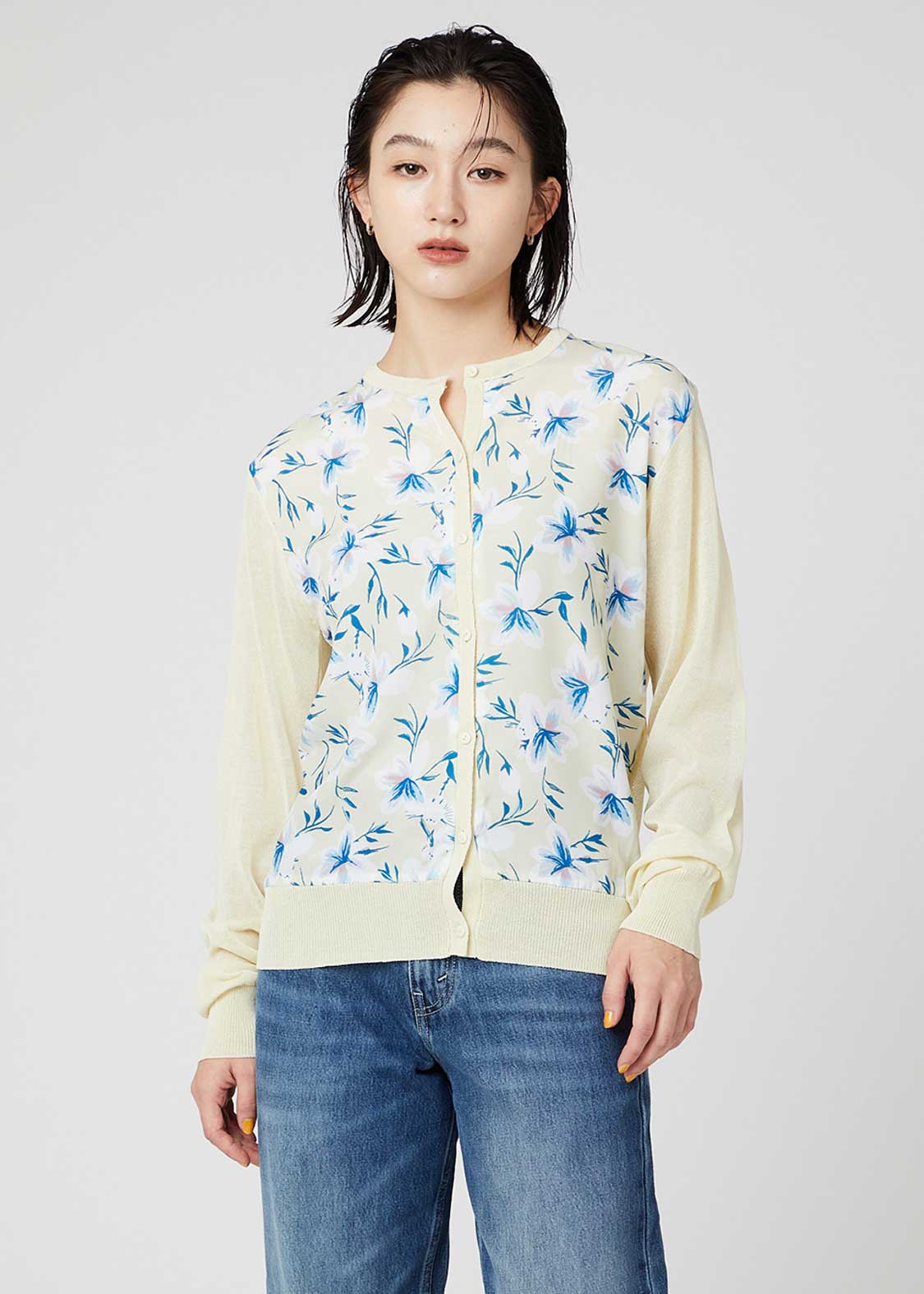 Sheer Long Sleeve Cardigan (Shimaenaga Flowers) - Image 9