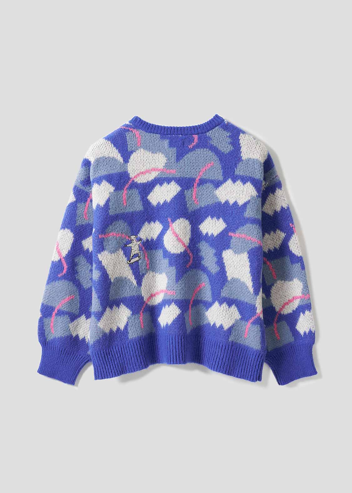 Jacquard Shaggy Volume Sleeve Knit (Lamb Chop Skate) - Image 3