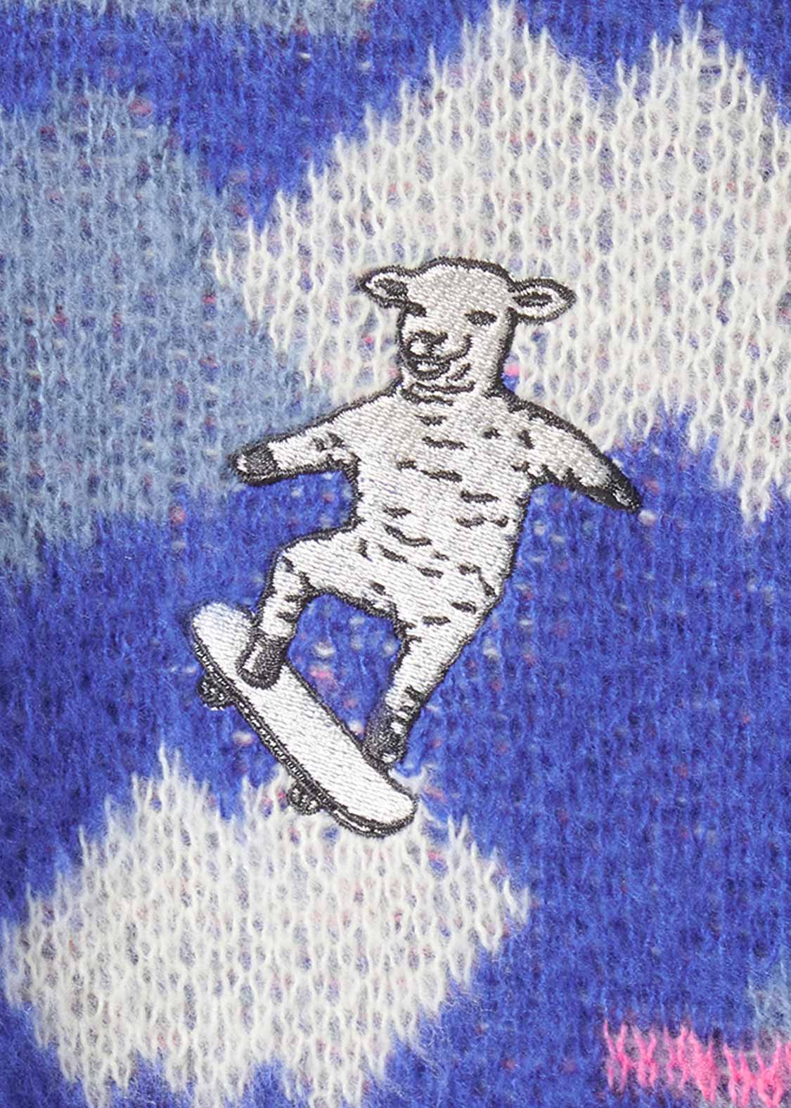 Jacquard Shaggy Volume Sleeve Knit (Lamb Chop Skate) - Image 4