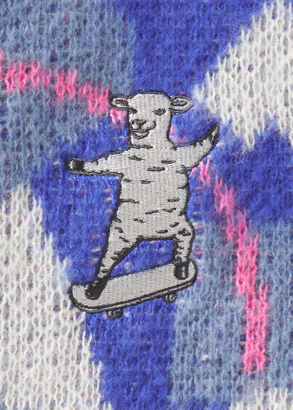 Jacquard Shaggy Volume Sleeve Knit (Lamb Chop Skate) - Image 5