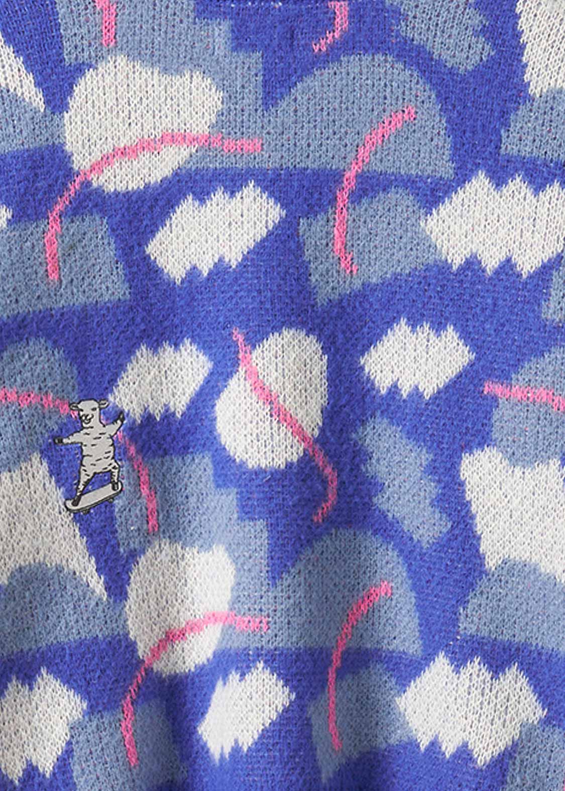 Jacquard Shaggy Volume Sleeve Knit (Lamb Chop Skate) - Image 6