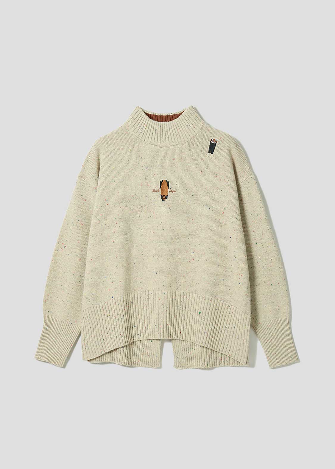Ikaku Back Style | Coloured Nep High Neck Knit