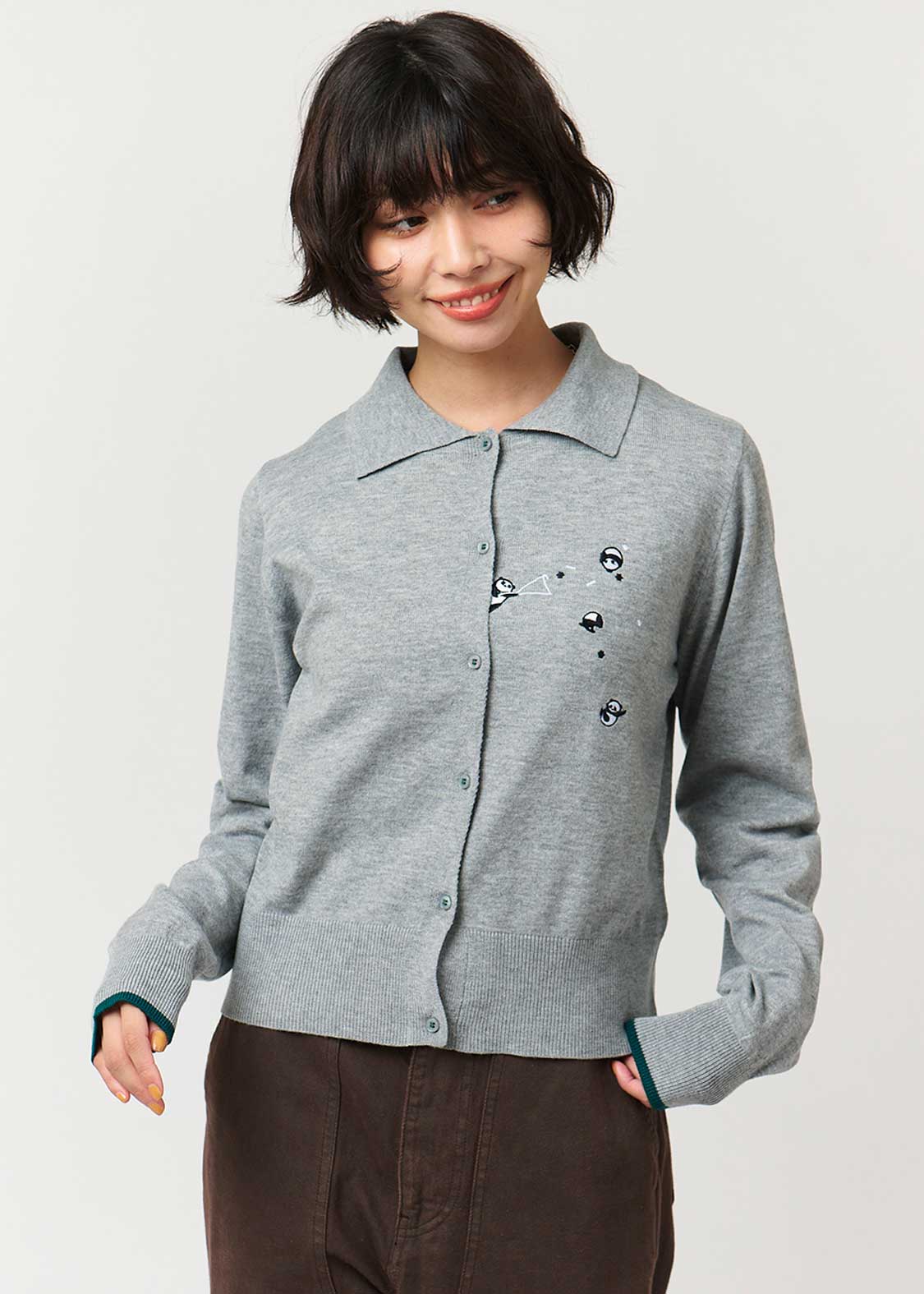 Rolling Pandas Party | Collared Knit Cardigan - Image 6