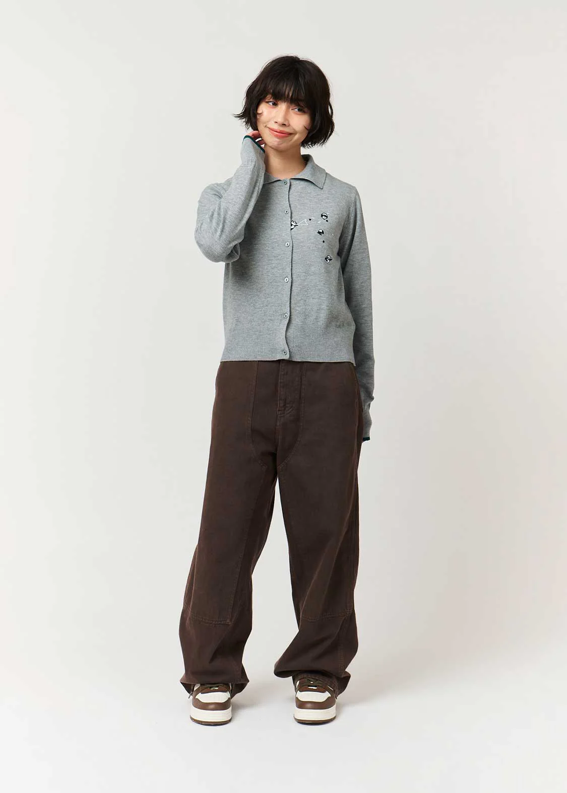 Rolling Pandas Party | Collared Knit Cardigan - Image 8