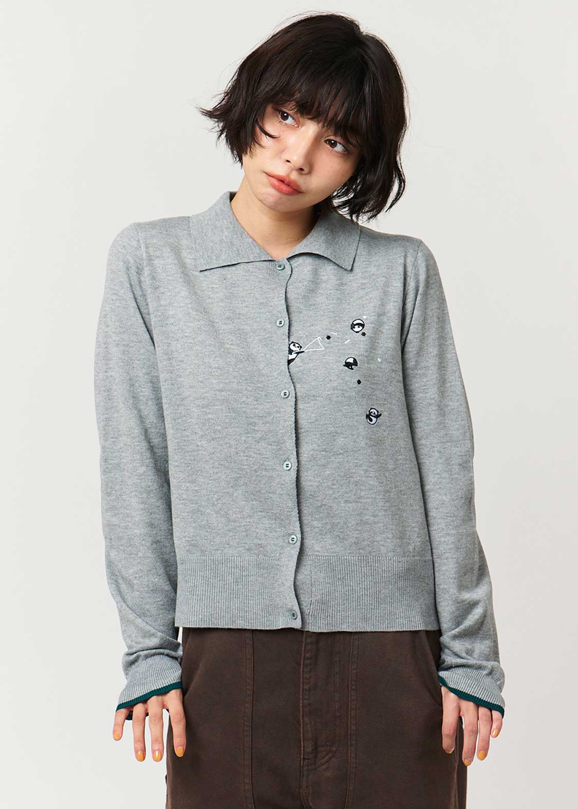 Rolling Pandas Party | Collared Knit Cardigan - Image 9