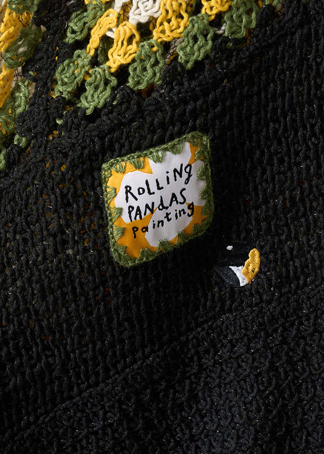 Rolling Pandas Painting | Crochet Short Knit Cardigan - Image 3