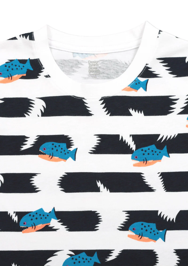 Multi Pattern Short Sleeve Tee (Piranha border) - Image 5