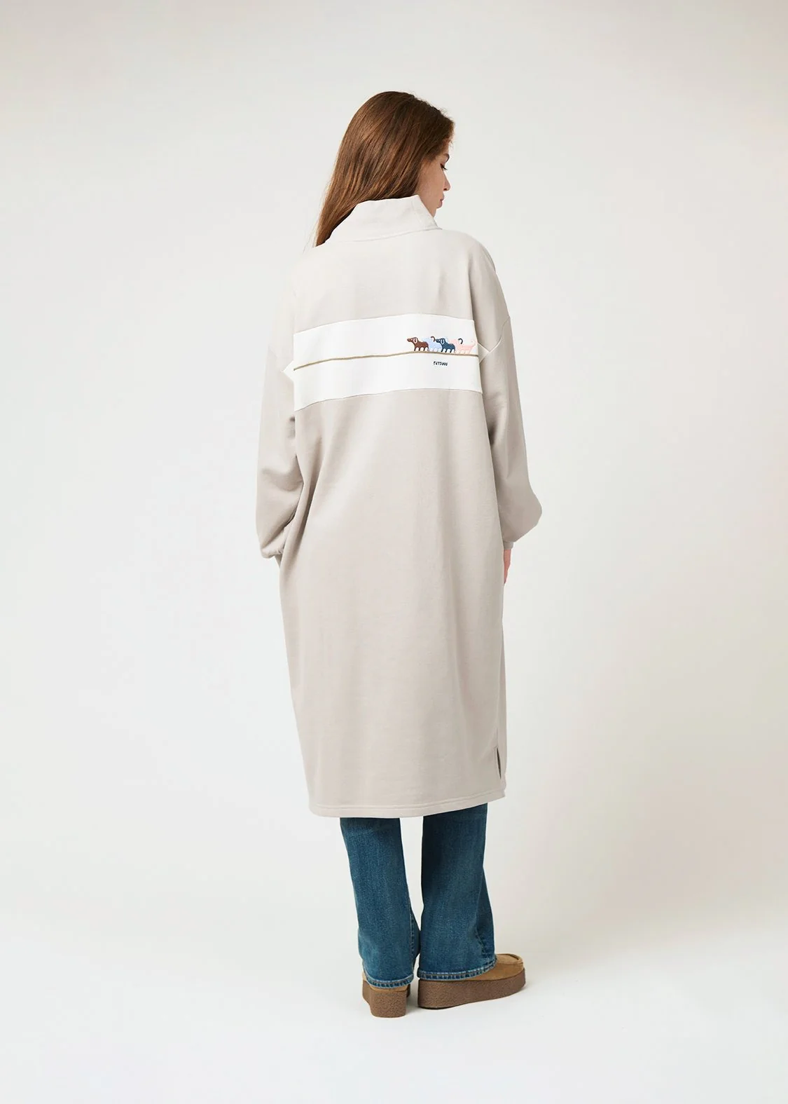Half Zip Sweat One-Piece (Nagasugiru Inu) - Image 10