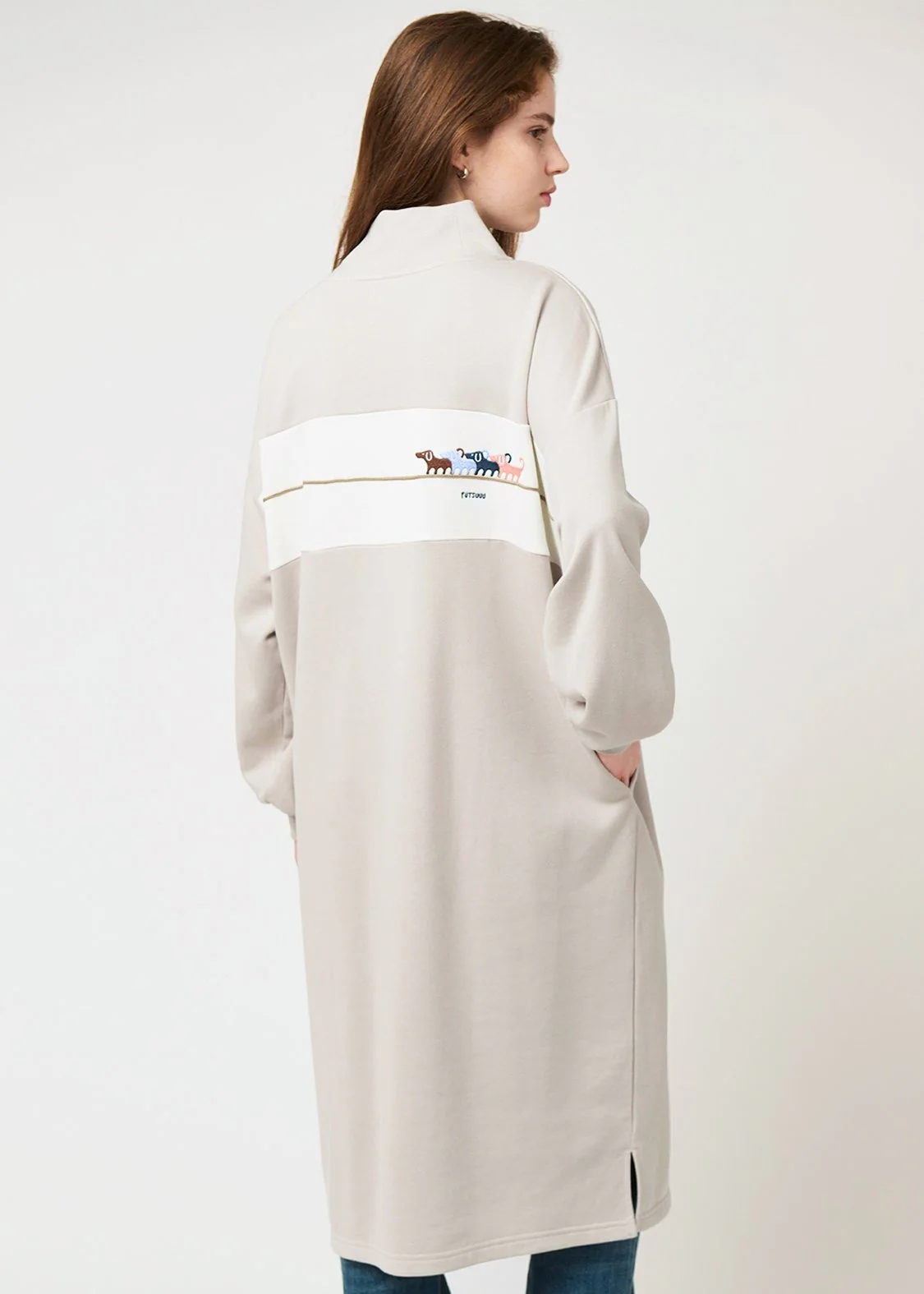 Half Zip Sweat One-Piece (Nagasugiru Inu) - Image 7