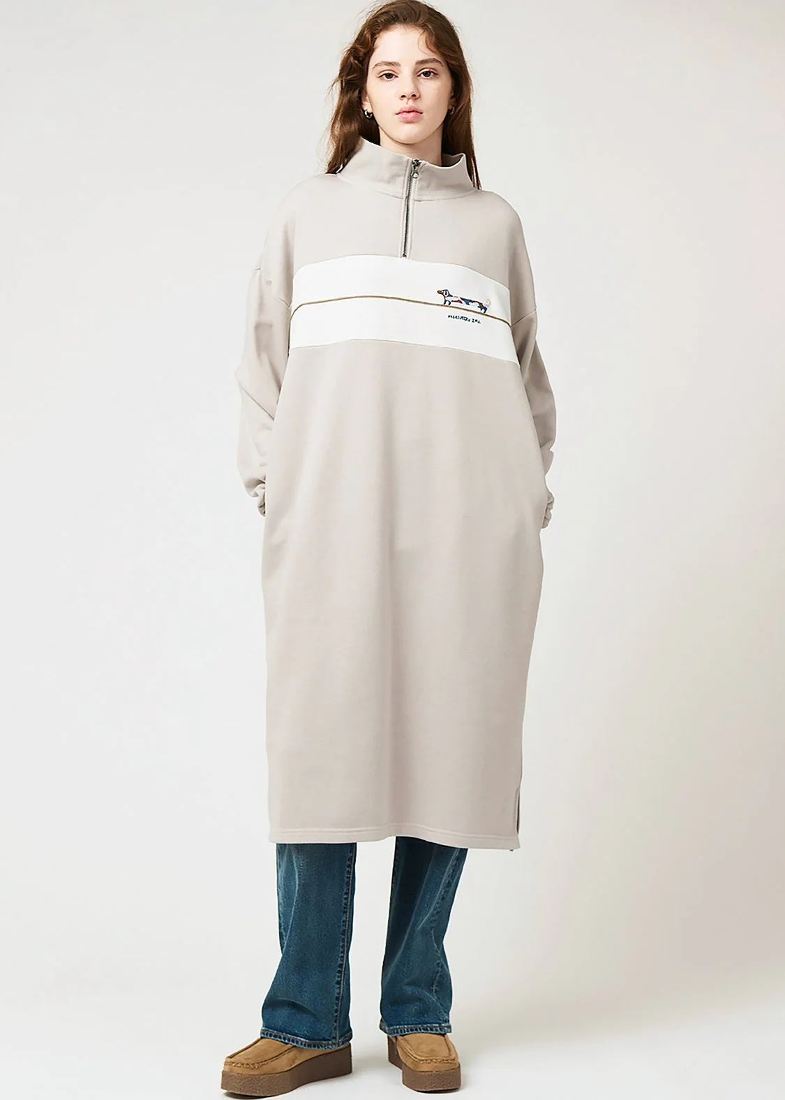 Half Zip Sweat One-Piece (Nagasugiru Inu) - Image 9