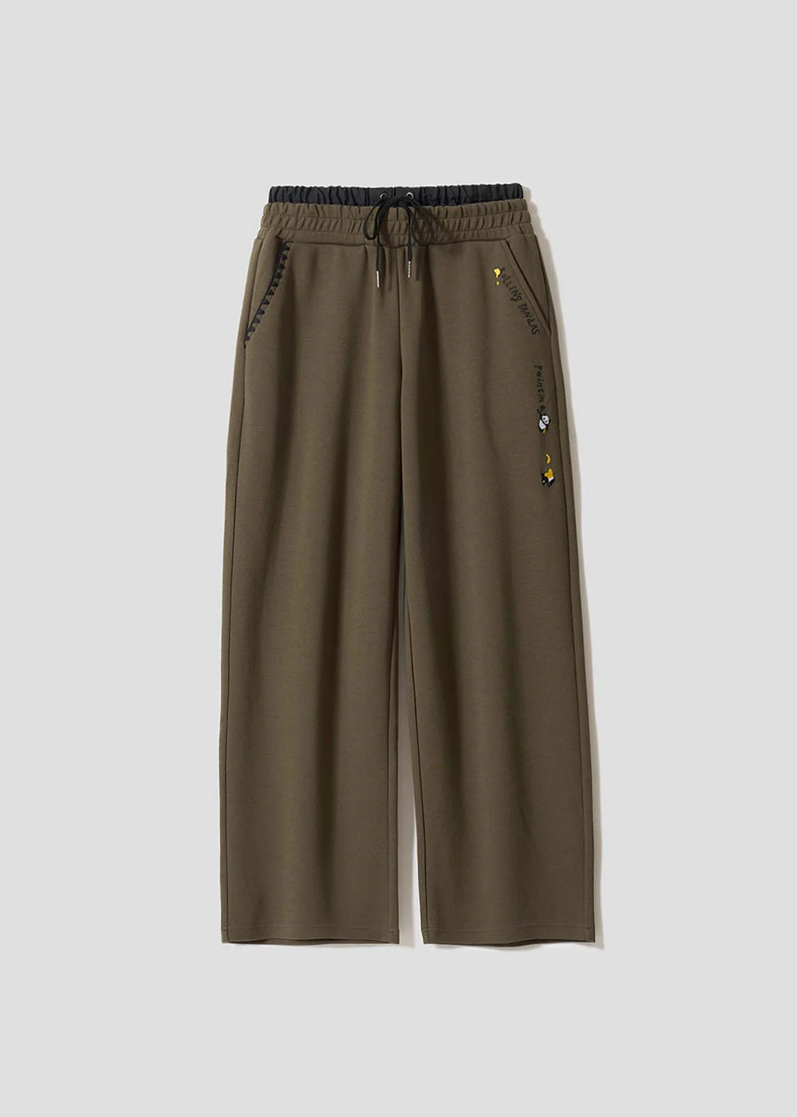Rolling Pandas Painting | Double Waist Wide Pants