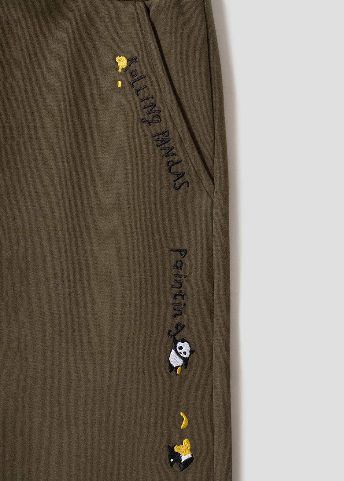 Rolling Pandas Painting | Double Waist Wide Pants - Image 3