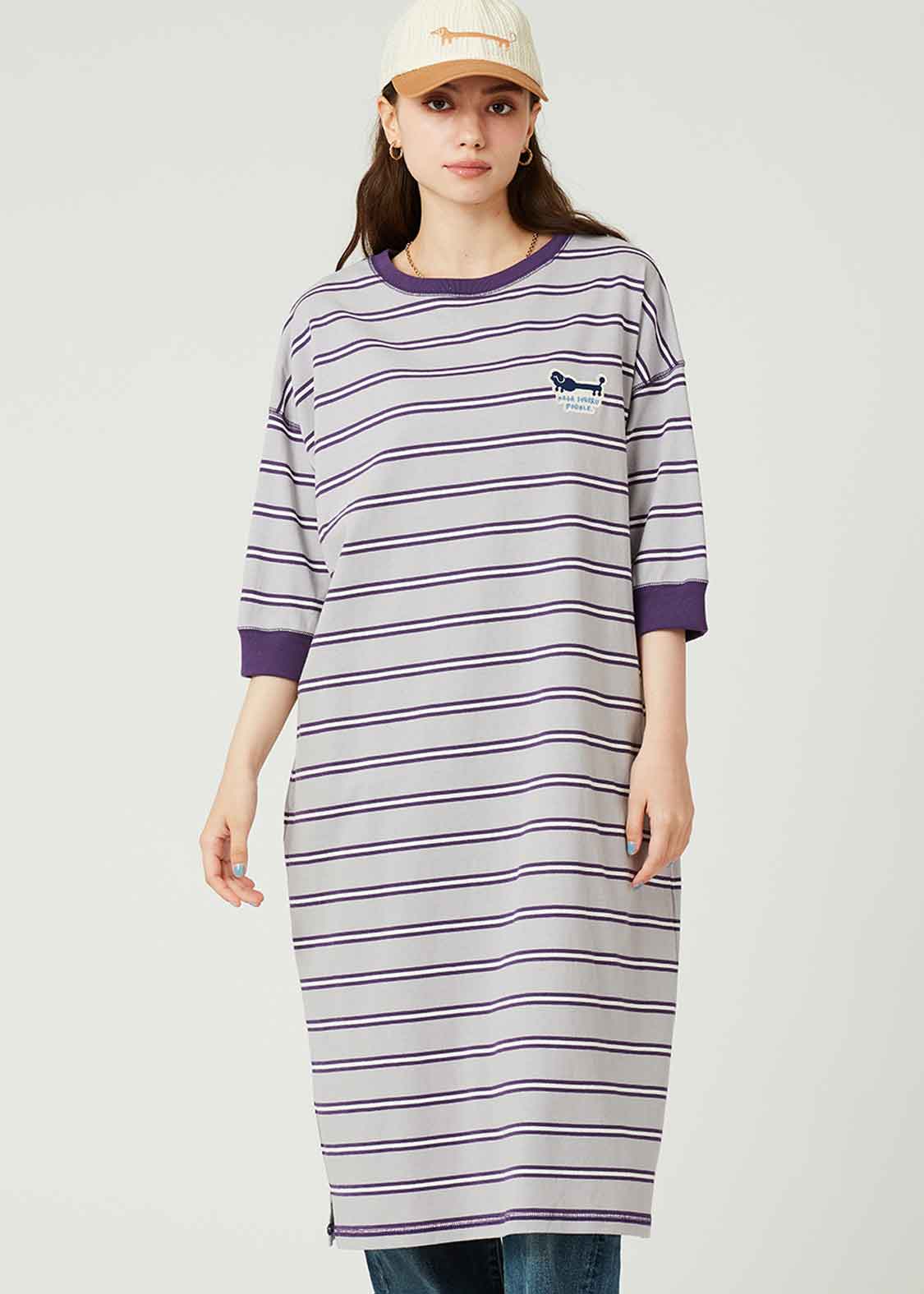 Border Short Sleeve One-Piece (Nagasugiru Trimming Poodle) - Image 10