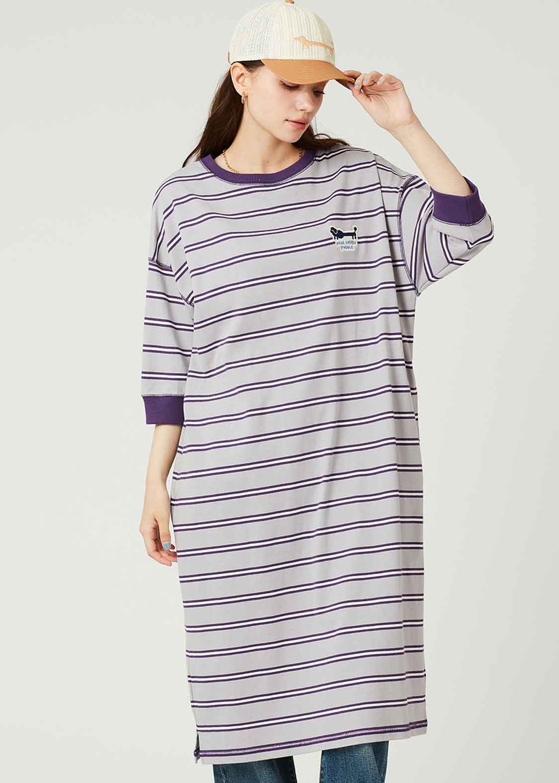 Border Short Sleeve One-Piece (Nagasugiru Trimming Poodle) - Image 7