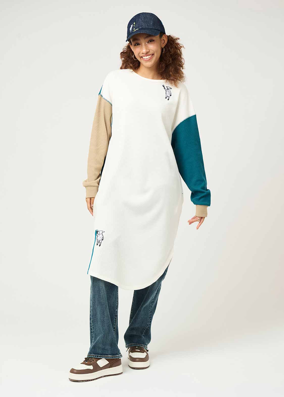 Waffle Long Sleeve One-Piece (Lamb Chop painting) - Image 10