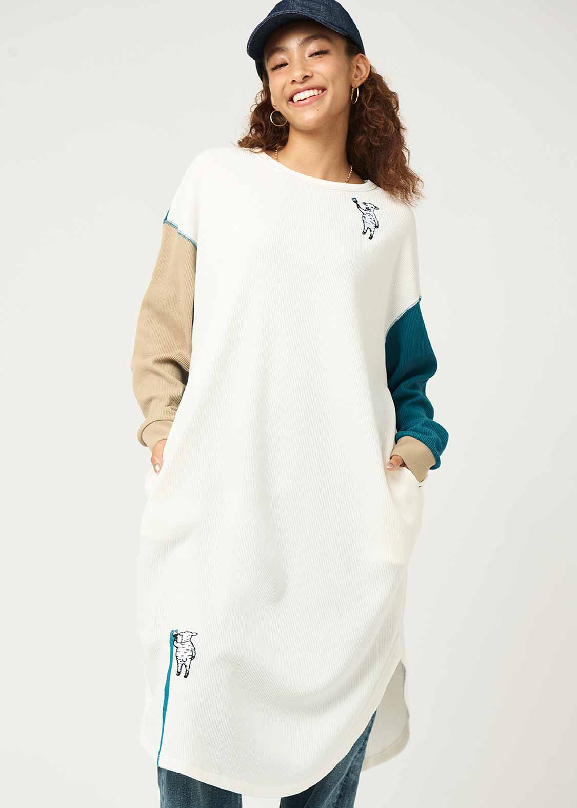Waffle Long Sleeve One-Piece (Lamb Chop painting) - Image 7
