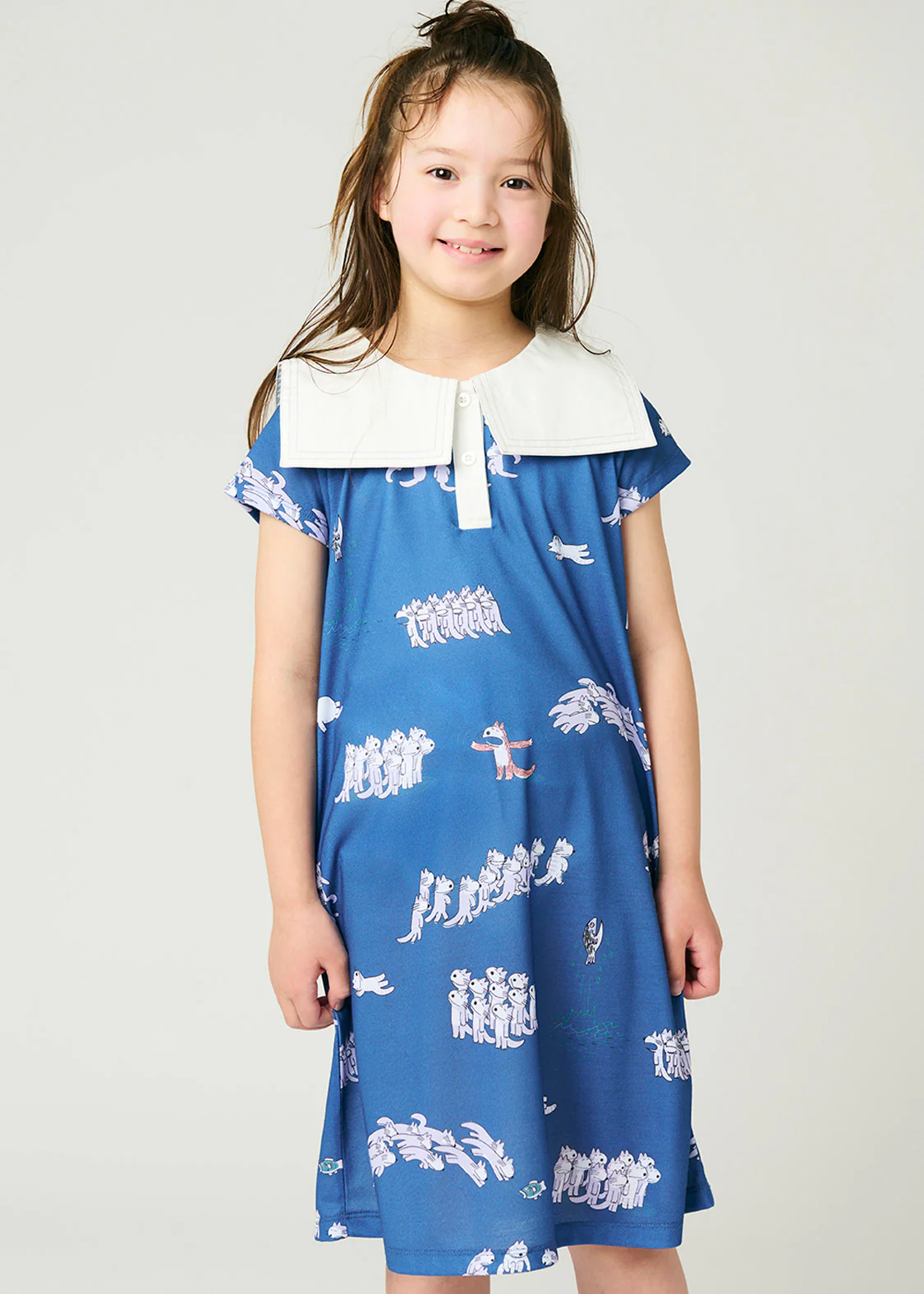 11 Piki no Neko Sailor Short Sleeve One-Piece (11 Piki no Neko_11 Piki no Neko Pattern) - Image 10