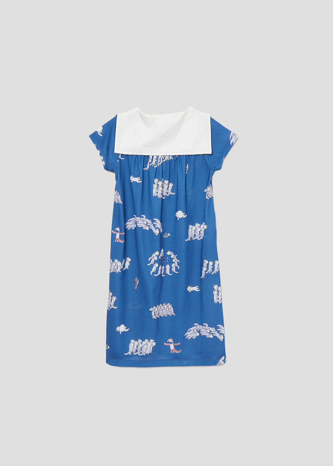 11 Piki no Neko Sailor Short Sleeve One-Piece (11 Piki no Neko_11 Piki no Neko Pattern) - Image 3
