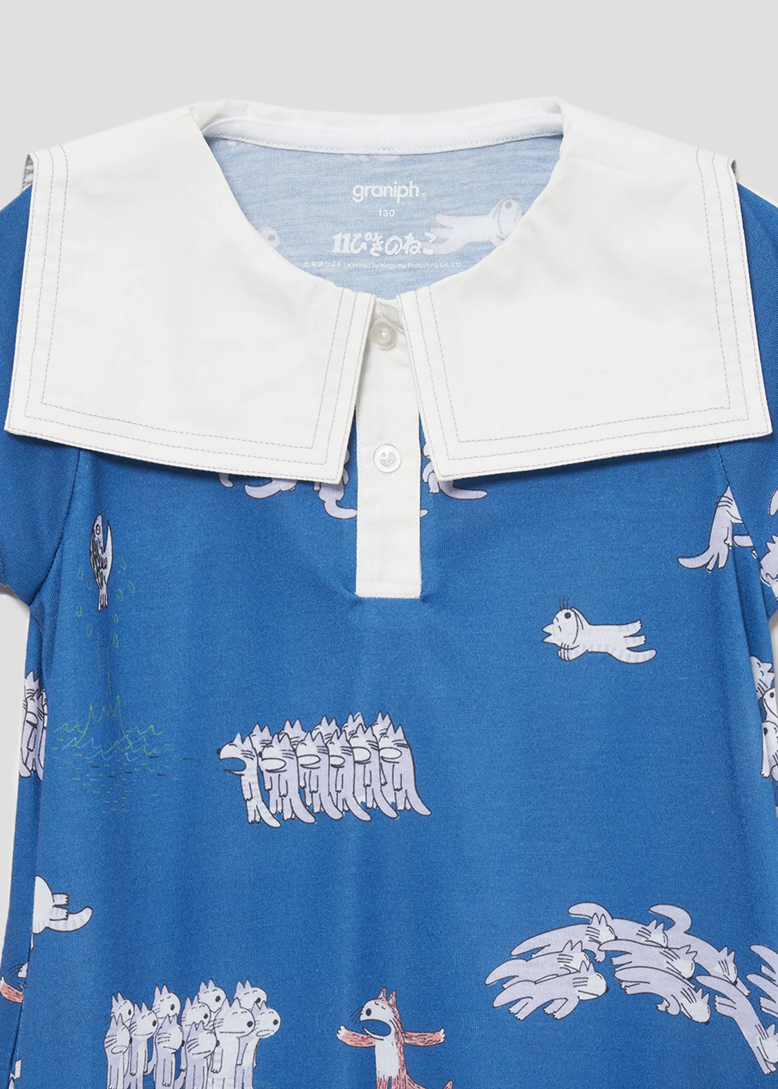 11 Piki no Neko Sailor Short Sleeve One-Piece (11 Piki no Neko_11 Piki no Neko Pattern) - Image 4