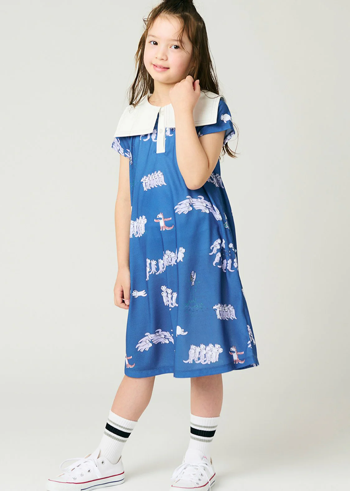 11 Piki no Neko Sailor Short Sleeve One-Piece (11 Piki no Neko_11 Piki no Neko Pattern) - Image 7