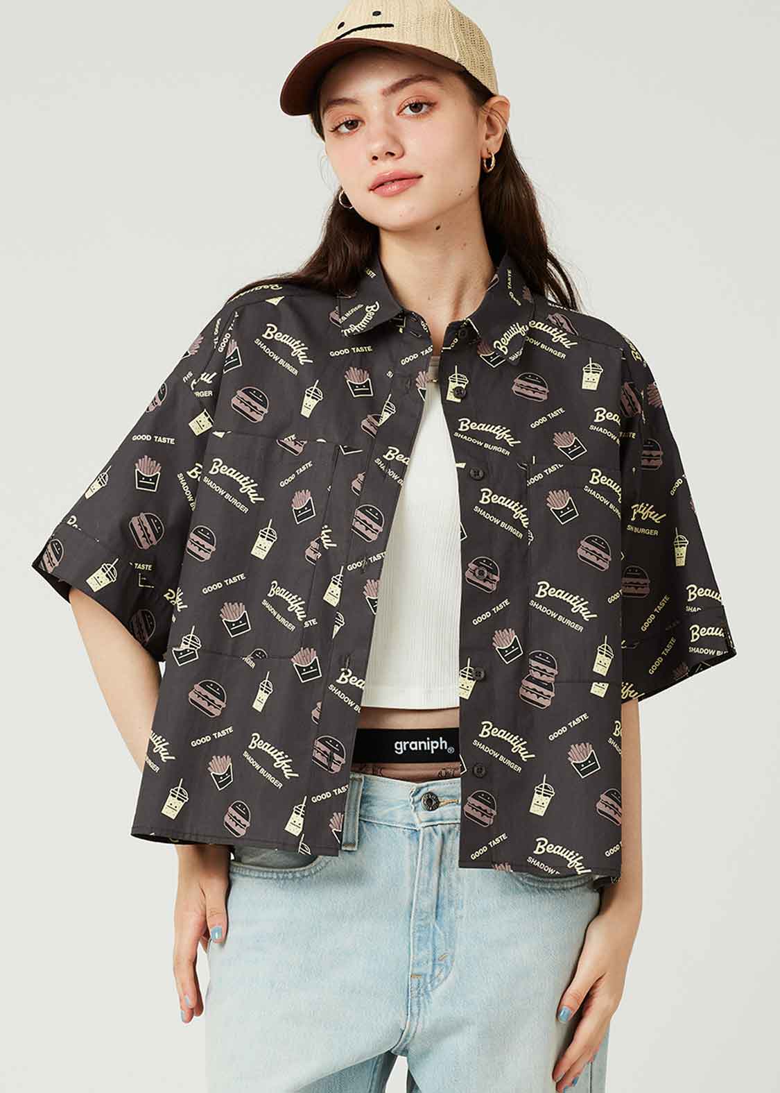 Wide Cropped Half Sleeve Shirt (Beautiful Shadow Burger) - Image 10