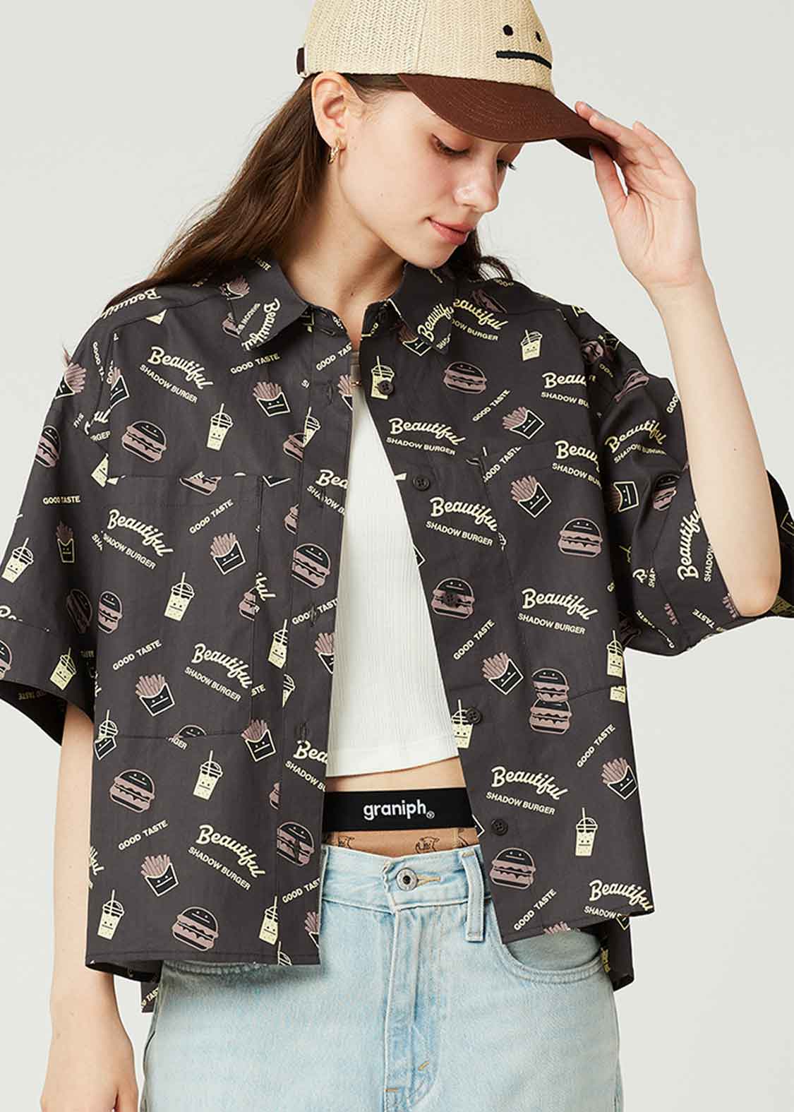 Wide Cropped Half Sleeve Shirt (Beautiful Shadow Burger) - Image 7