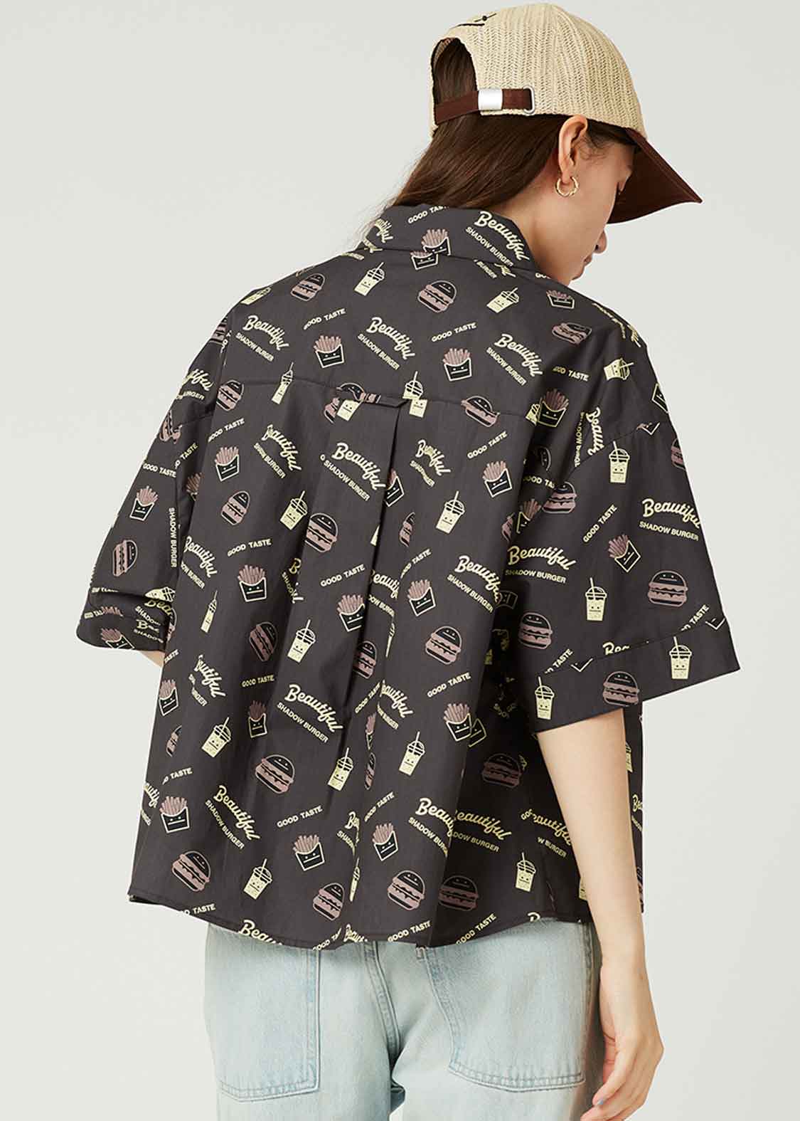 Wide Cropped Half Sleeve Shirt (Beautiful Shadow Burger) - Image 8