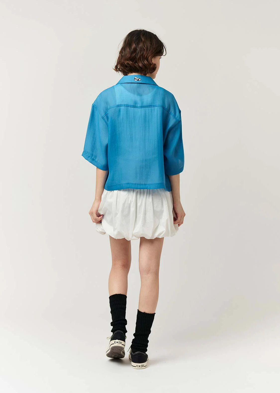 Open Collar Short Sleeve Sheer Shirt (Rolling Pandas Pennant) - Image 2