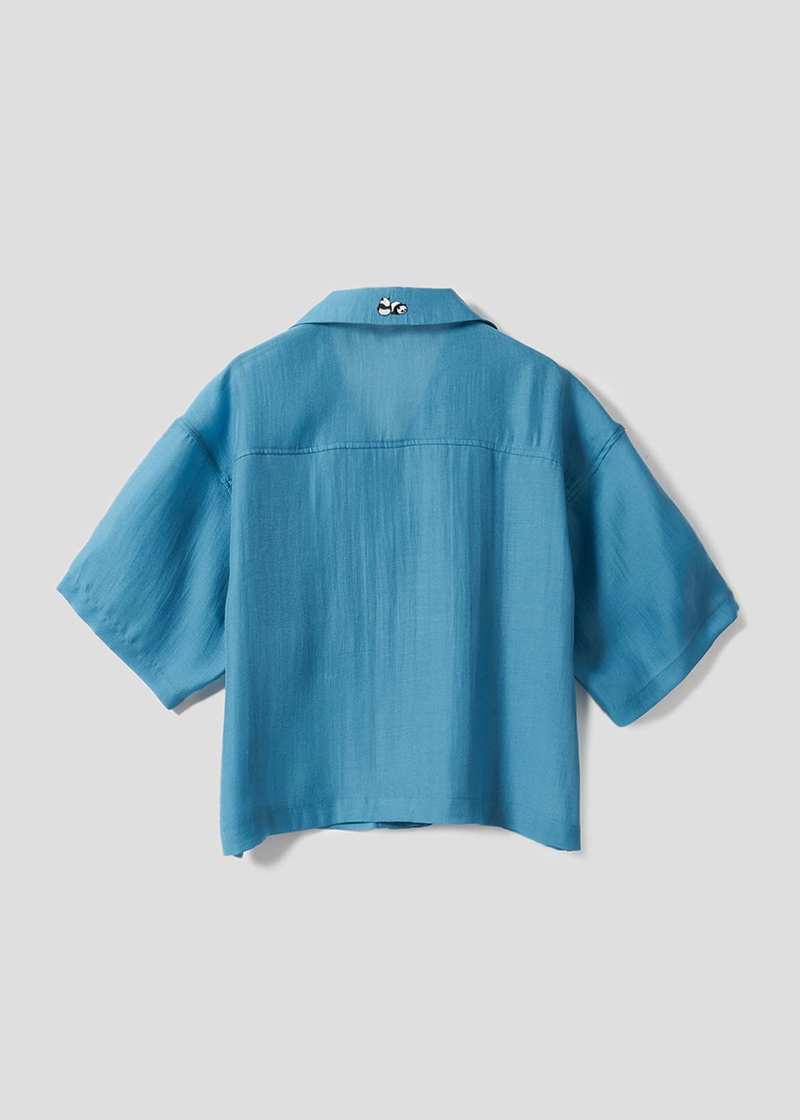 Open Collar Short Sleeve Sheer Shirt (Rolling Pandas Pennant) - Image 3