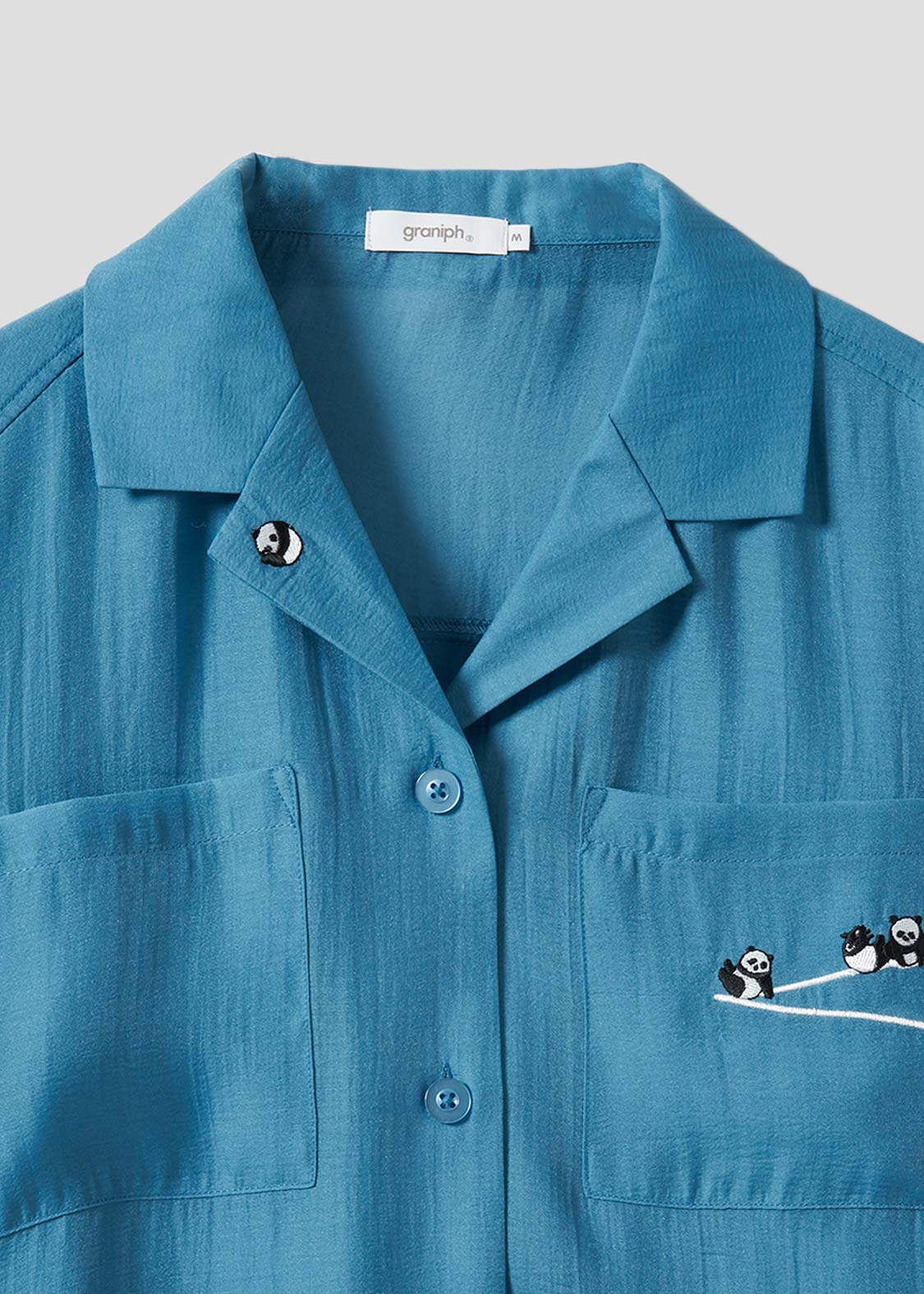Open Collar Short Sleeve Sheer Shirt (Rolling Pandas Pennant) - Image 4