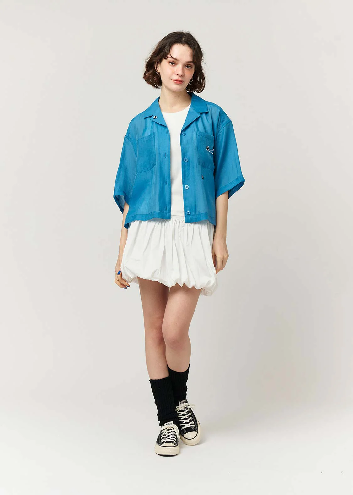 Open Collar Short Sleeve Sheer Shirt (Rolling Pandas Pennant) - Image 8