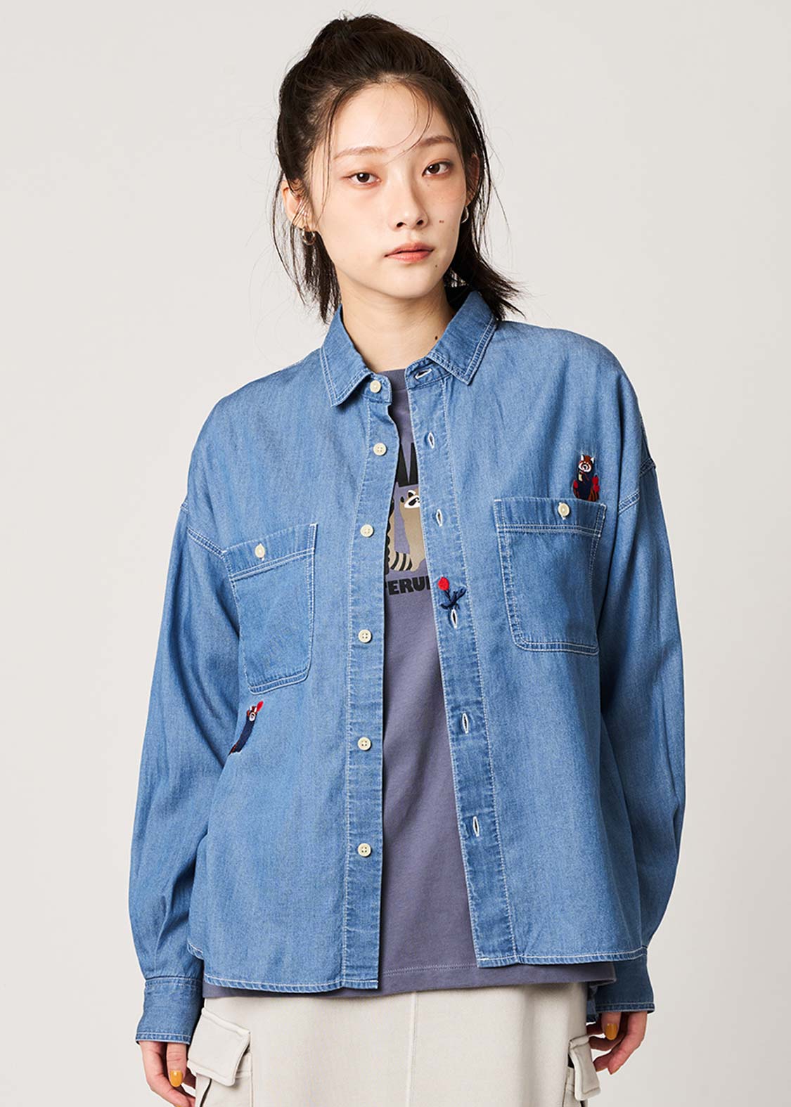 Ikaku Noringo | Denim Back Button Shirt - Image 9