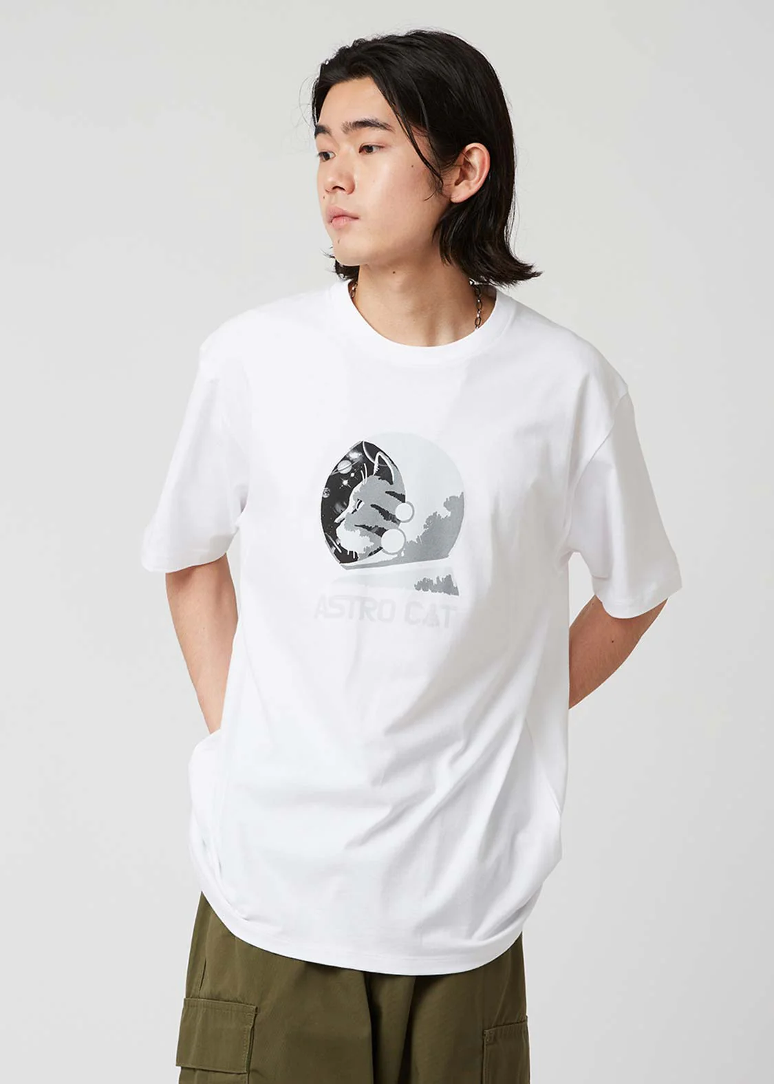 Short Sleeve Tee (Astro Cat Monotone Universe) - Image 8