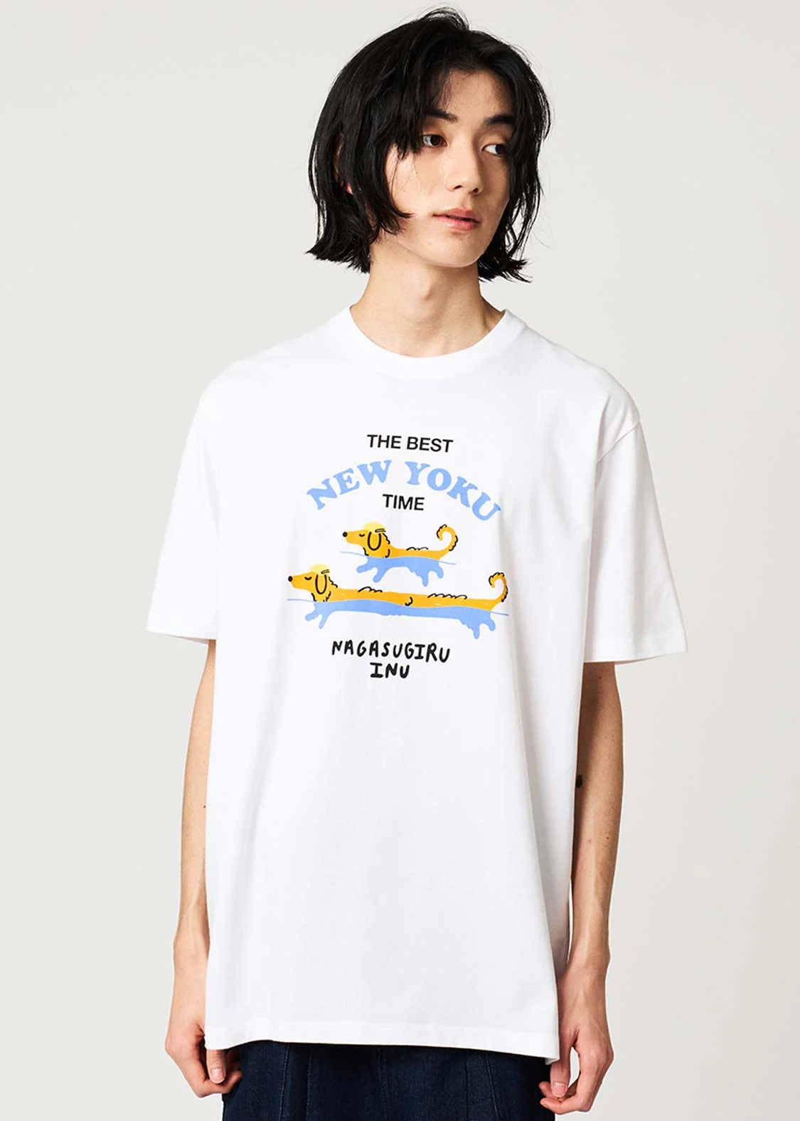 Nagasugiru Inu New York Time WHT | T-Shirt - Image 7