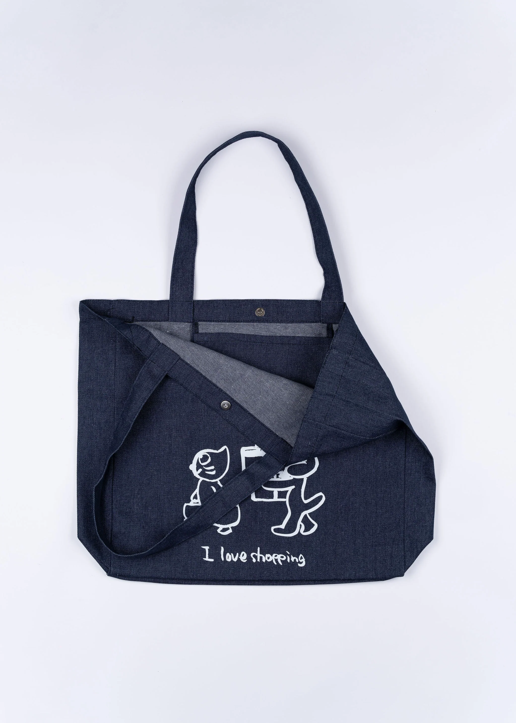 SANDER STUDIO - I Love Shopping | Denim Tote Bag - Image 3