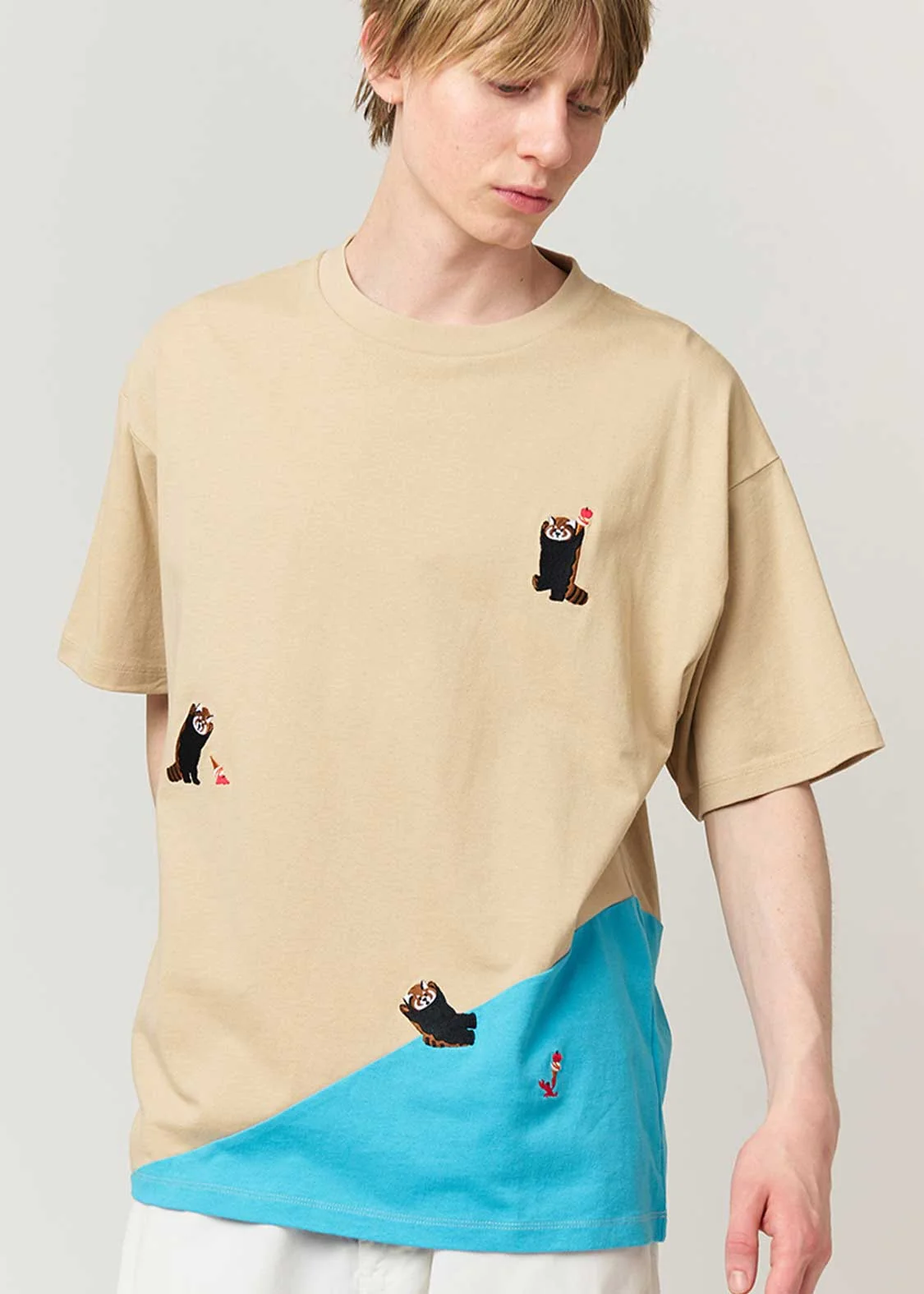 Sea Side Switching Big Silhouette Short Sleeve Tee (Ikaku Yummy Dance) - Image 6