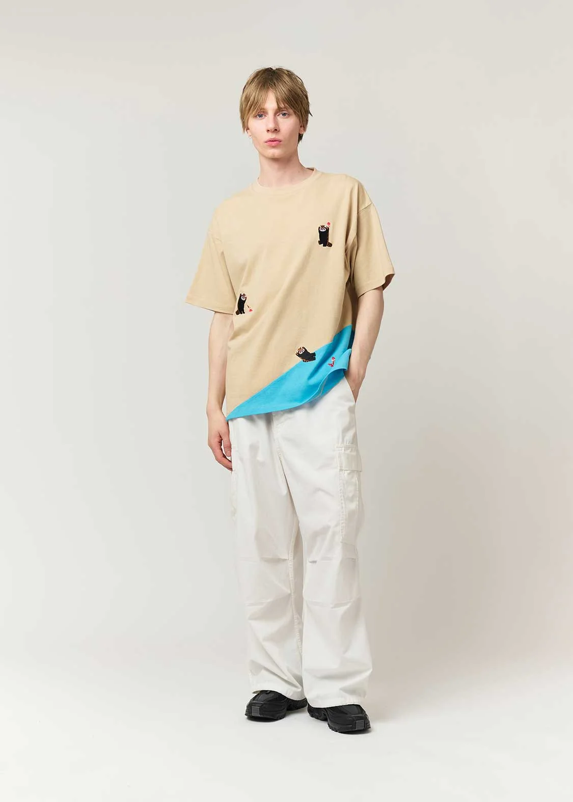 Sea Side Switching Big Silhouette Short Sleeve Tee (Ikaku Yummy Dance) - Image 8