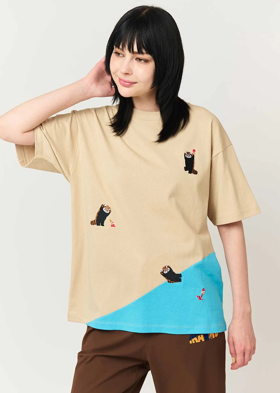 Sea Side Switching Big Silhouette Short Sleeve Tee (Ikaku Yummy Dance) - Image 9