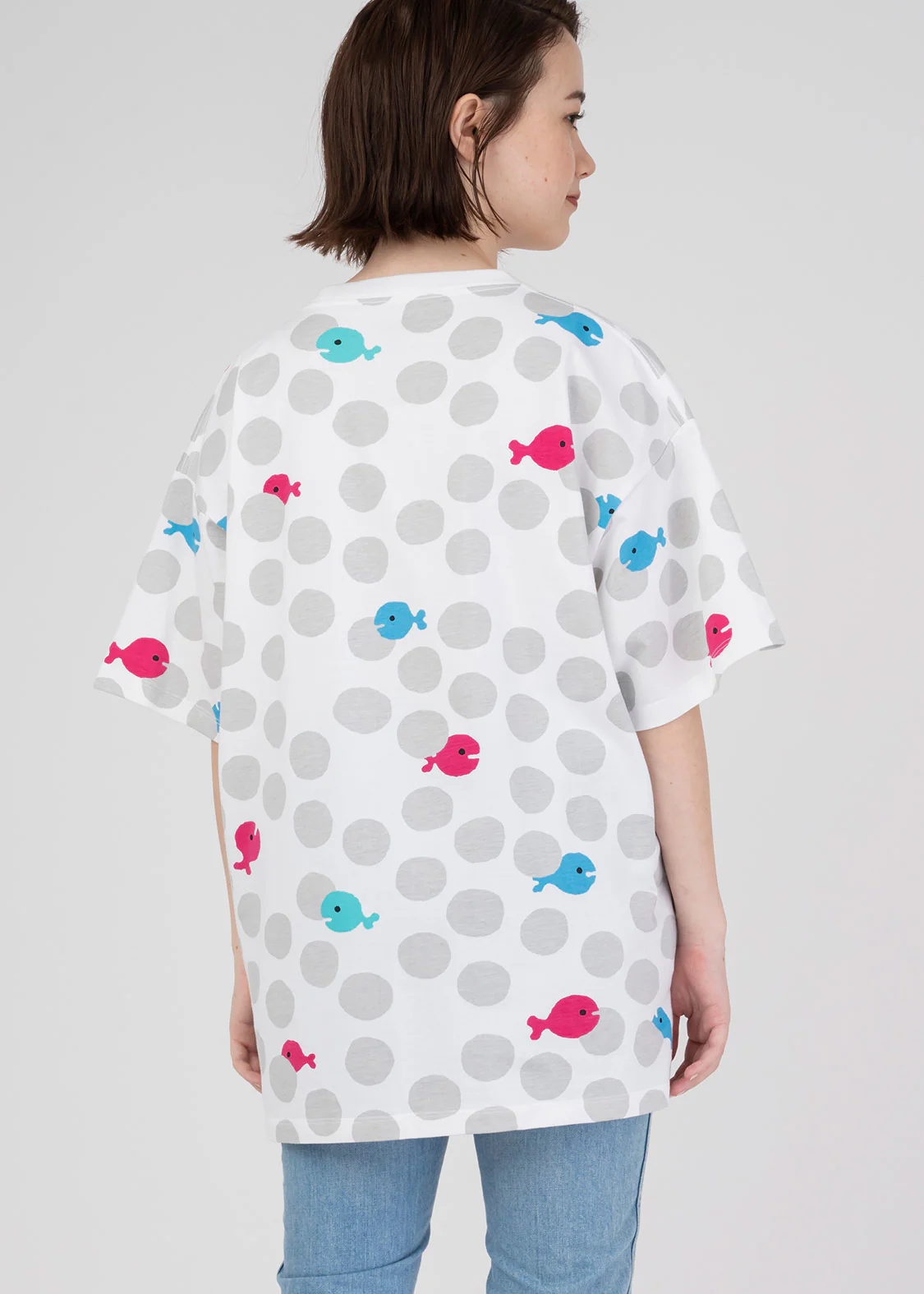 Taro Gomi Big Silhouette Short Sleeve Tee (Taro Gomi_Kingyo ga Nigeta Dot Pattern) - Image 10